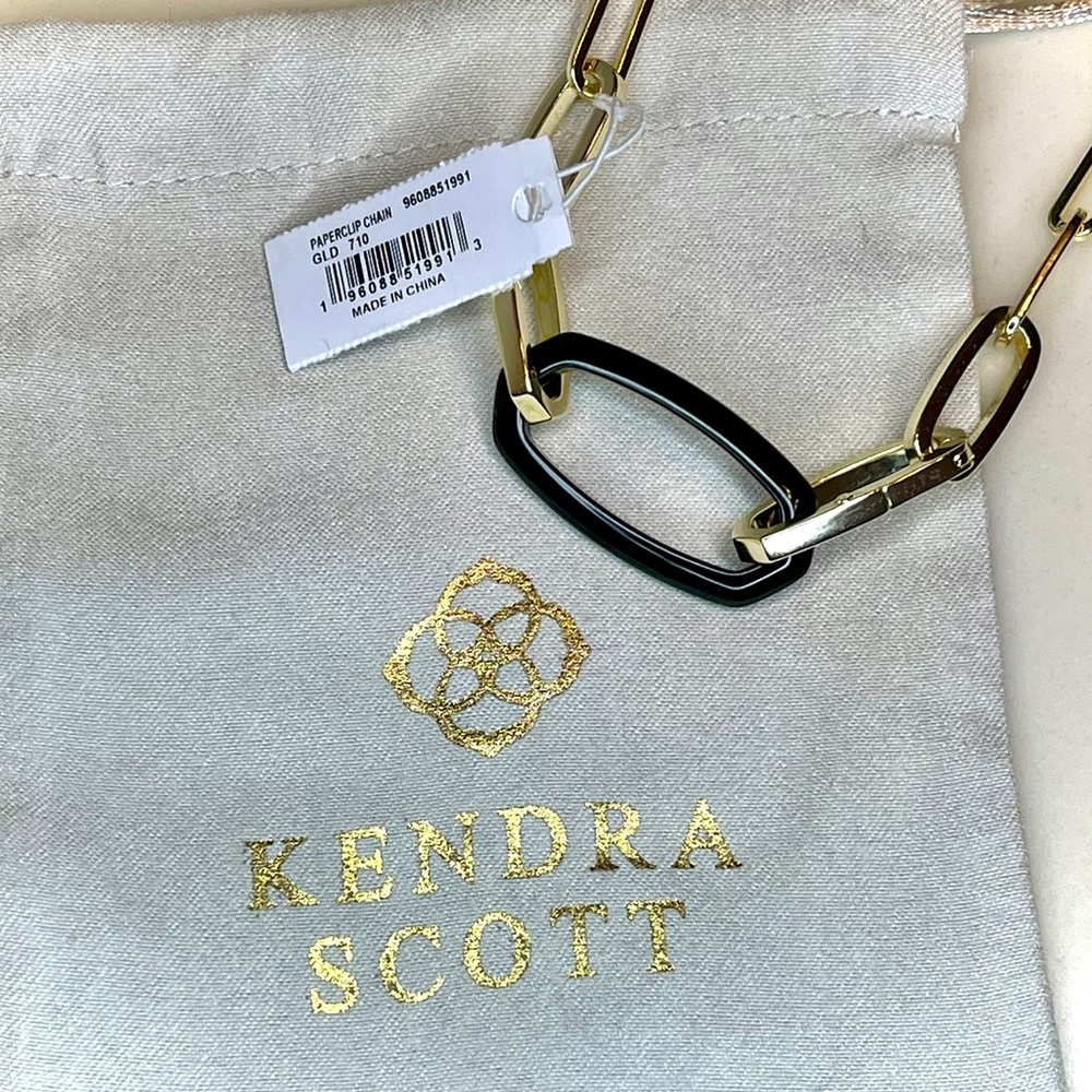 NWT - Kendra Scott Paper Clip Link Chain with Black Detailing
